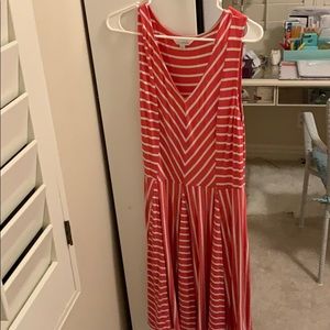 pink and white striped dress